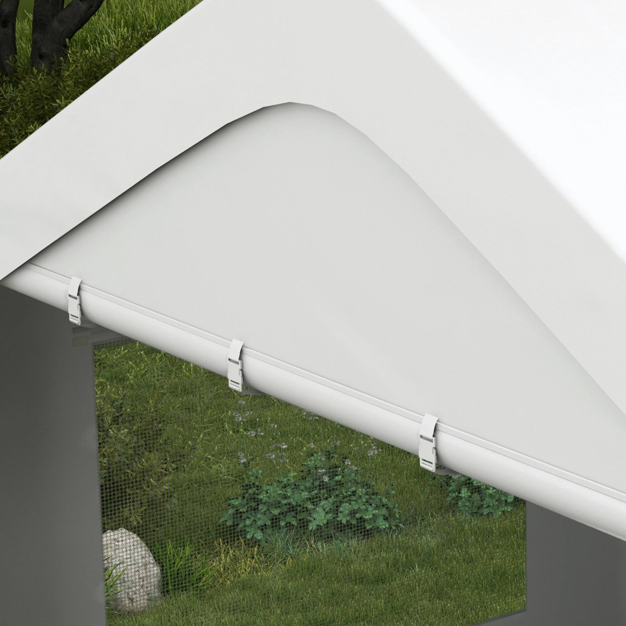 Alt View 7. Outsunny - Carport 10' x 20' Portable Garage, Heavy Duty Car Port Canopy with 2 Roll-up Doors & 4 Ventilated Windows - White.