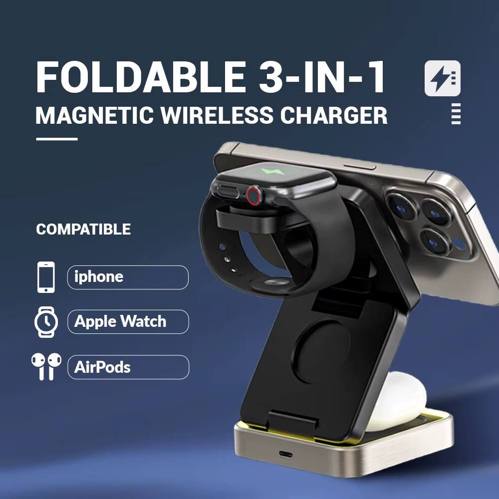 FOLDABLE 3-IN-1 MAGNETIC WIRELESS CHARGER

COMPATIBLE
- iphone
- Apple Watch
- AirPods