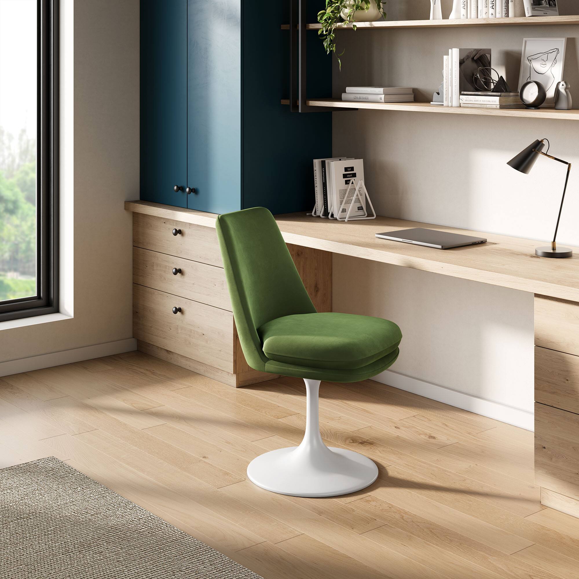 Alt View 4. Modway - Lippa Swivel Dining Performance Velvet Side Chair by Modway - Green.