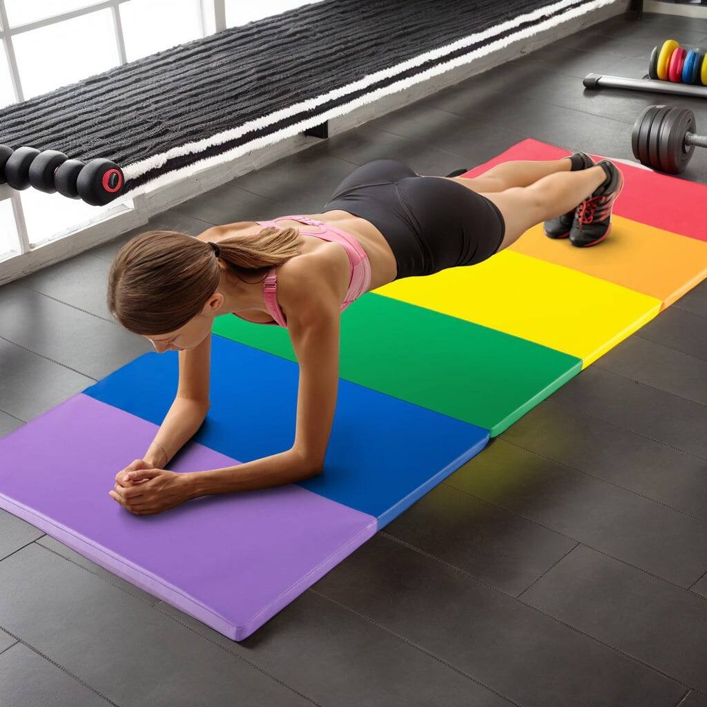 Front. Kadyn - Gymnastics Mat, Exercise Tumbling Mat,PU Leather Tri-Folding Gymnastics Tumbling Mat with Carrying Handles for Kids - Green.