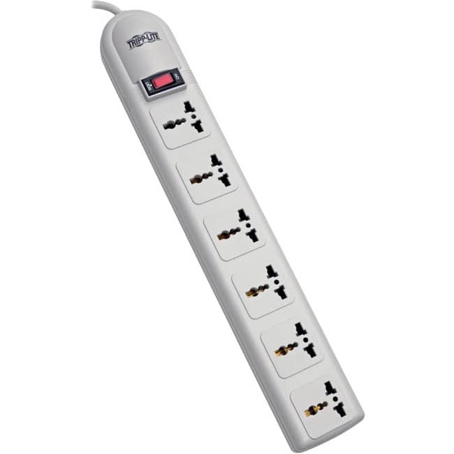 Eaton Tripp Lite Series Protect It! 230V 6-Universal Outlet Surge Protector, 1.8M Cord, German/French Plug, 750 Joules - Light Gray