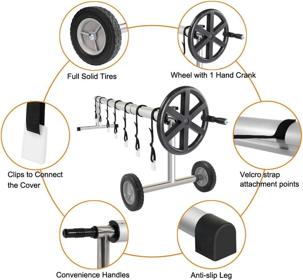 - Full Solid Tires
- Wheel with 1 Hand Crank
- Clips to Connect the Cover
- Velcro strap attachment points
- Convenience Handles
- Anti-slip Leg