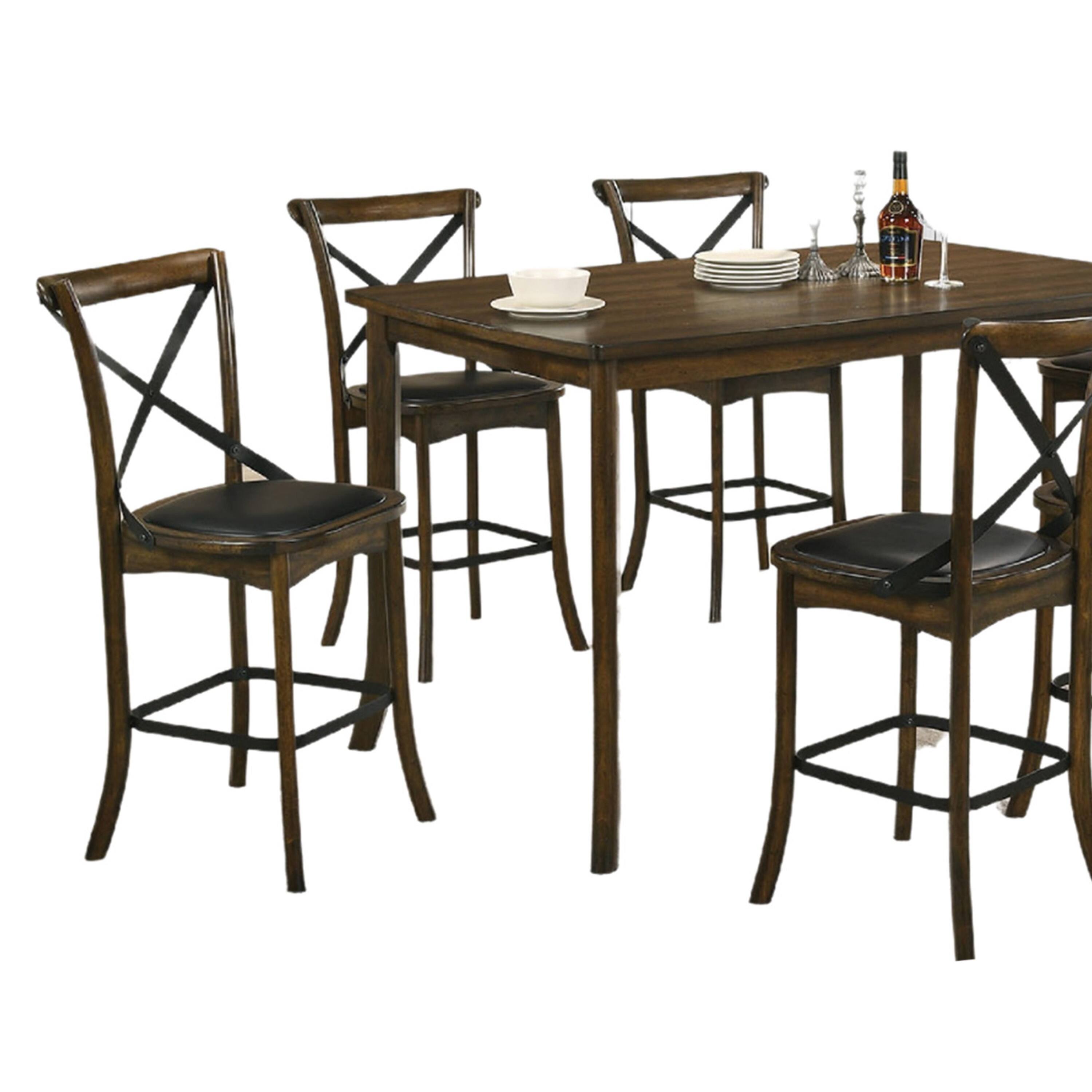 Alt View 2. Manhattan Lane - Bien 7pc Counter Height Table Set with 6 Espresso Faux Leather Chairs - Oak Brown, Espresso.
