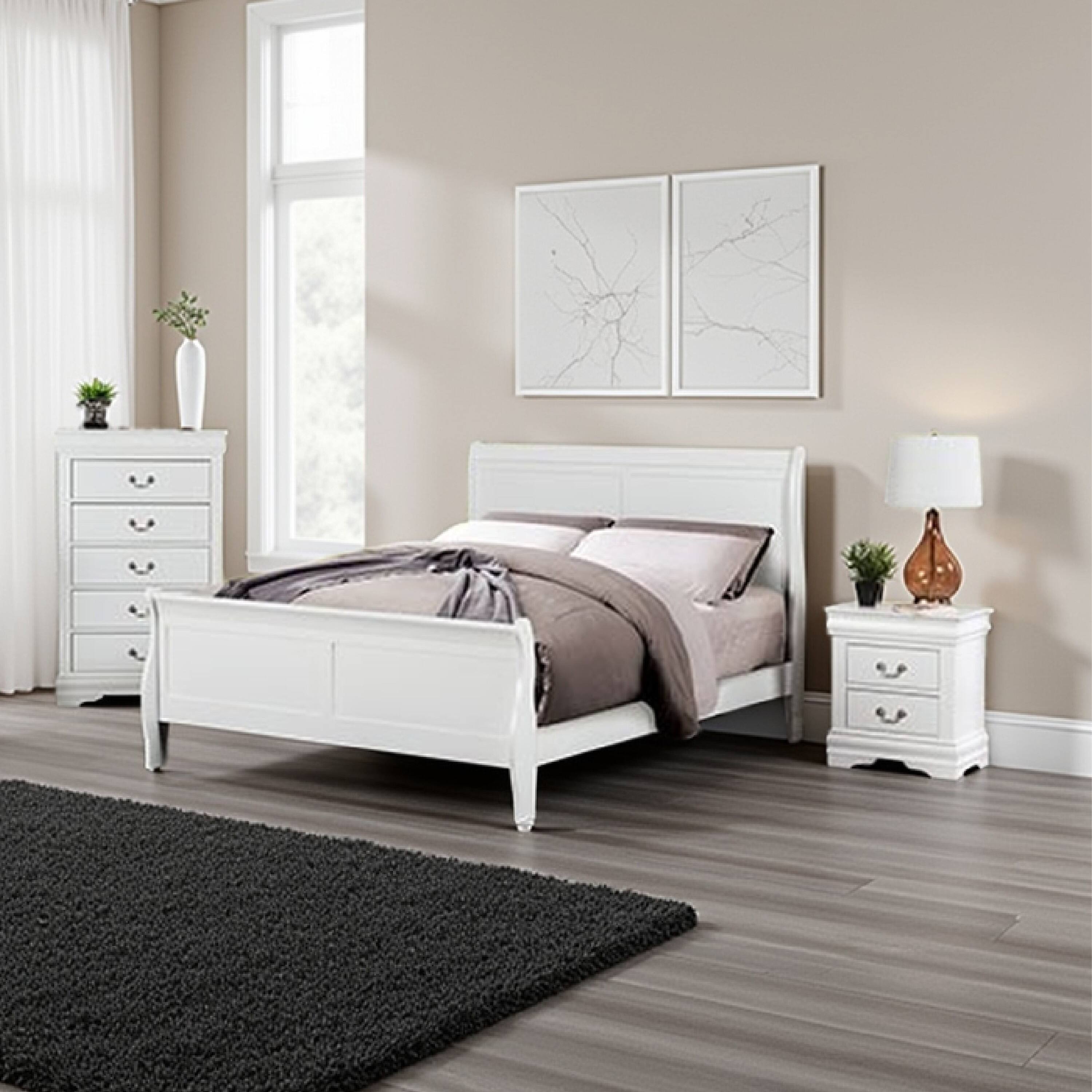 Alt View 5. Manhattan Lane - Ry Three Piece Full Size Bedroom Set, Sleek Modern Transitional Style - White.