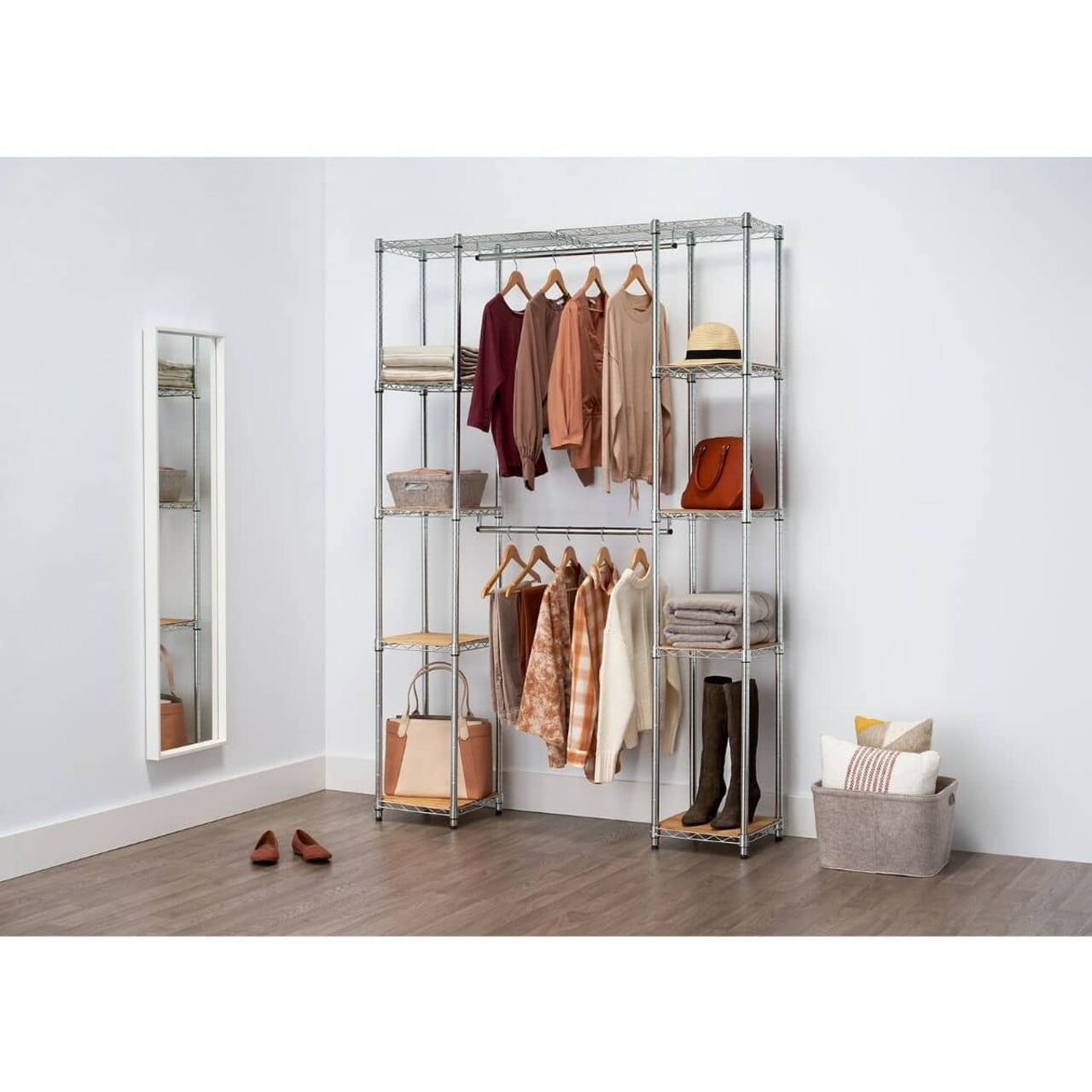 Alt View 11. TRINITY - EcoStorage Expandable Closet Organizer Chrome - Chrome.