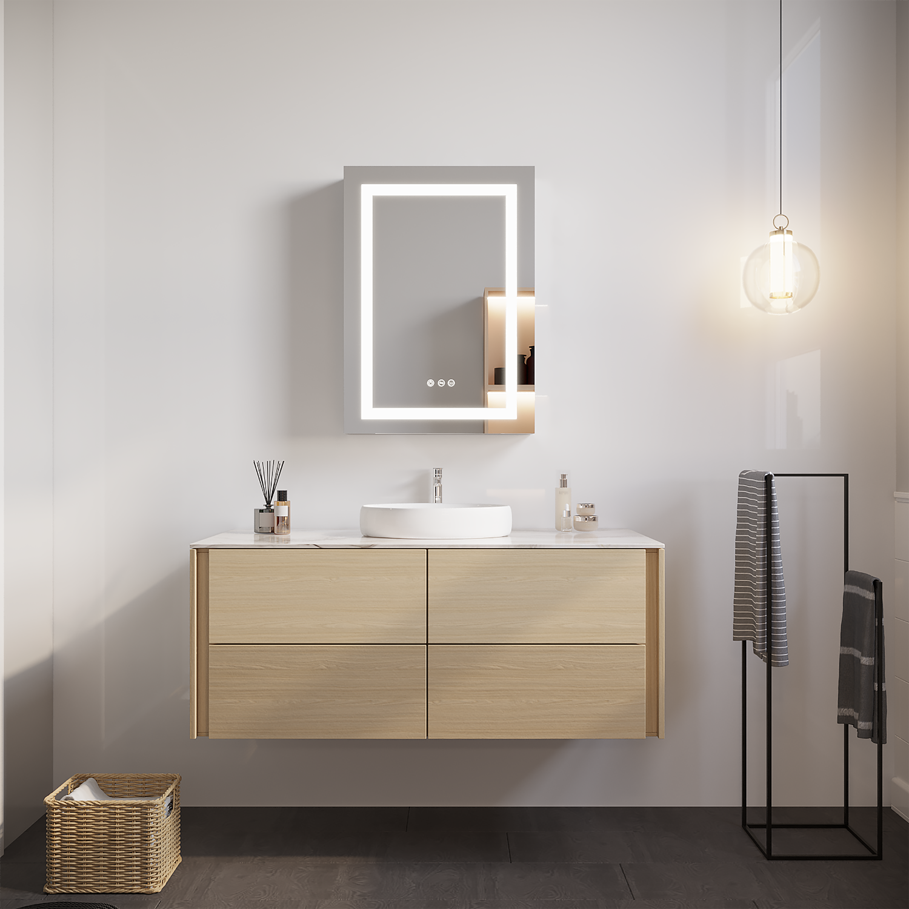 Alt View 10. Boyel Living - 26x20 Inch Bathroom Medicine Cabinet with LED Mirror Single Door Left Open Anti Fog Waterproof - Silver.