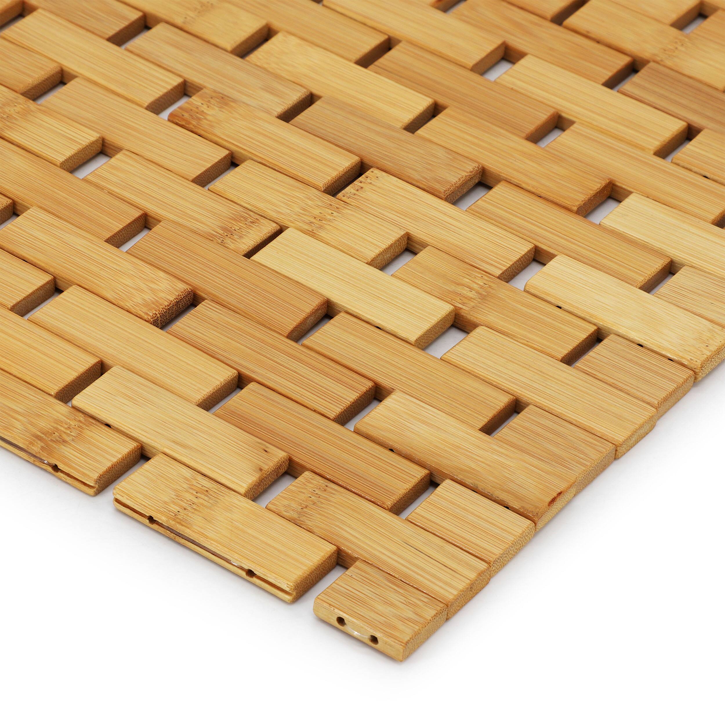 Alt View 2. MegaChef - MegaChef Bamboo Wood 16.25 x 24.5 Inch Rectangle Bathroom Mat - Brown.