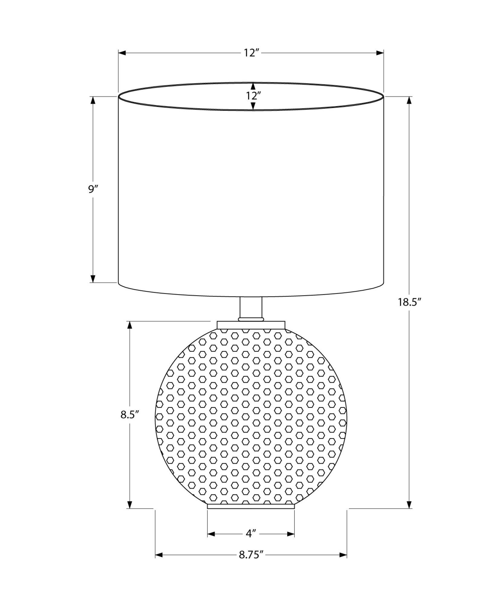 12"  
12"  
9"  
18.5"  
8.5"  
4"  
8.75"