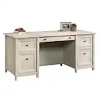 Front. Sauder - Sauder Edge Water Executive Desk Chalked Chestnut finish - Chalked Chestnut.