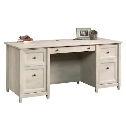 Front. Sauder - Sauder Edge Water Executive Desk Chalked Chestnut finish - Chalked Chestnut.