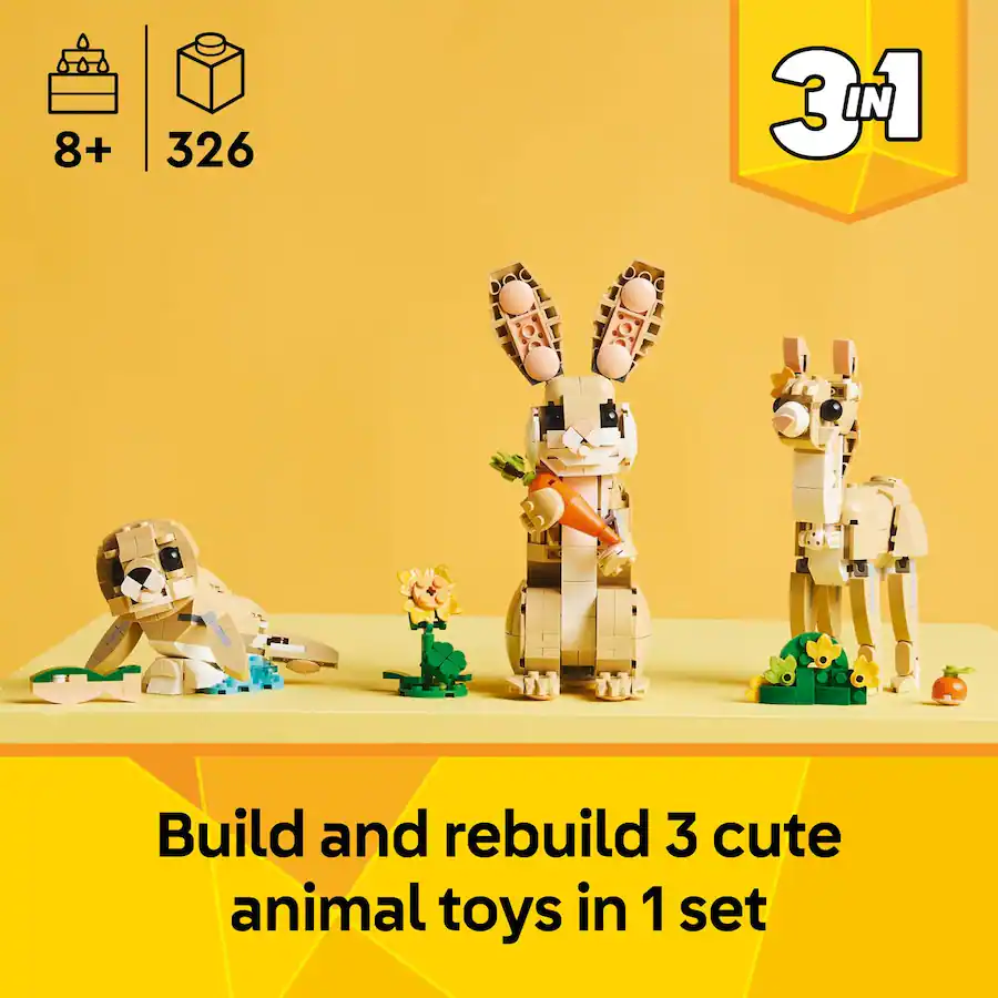 LEGO Creator 3 in 1 Cute Bunny Building Toy Set 31162 6527848 - Best Buy