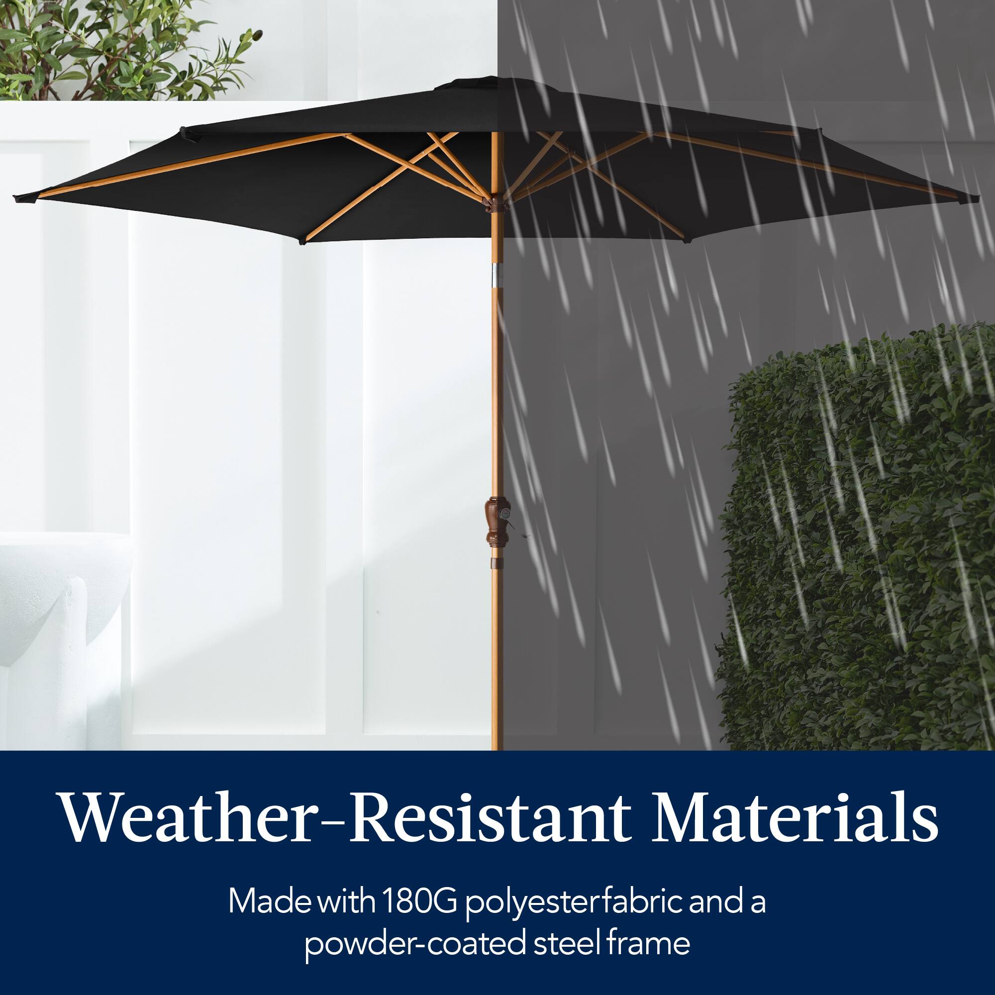 Weather-Resistant Materials Made with 180G polyester fabric and a powder-coated steel frame.