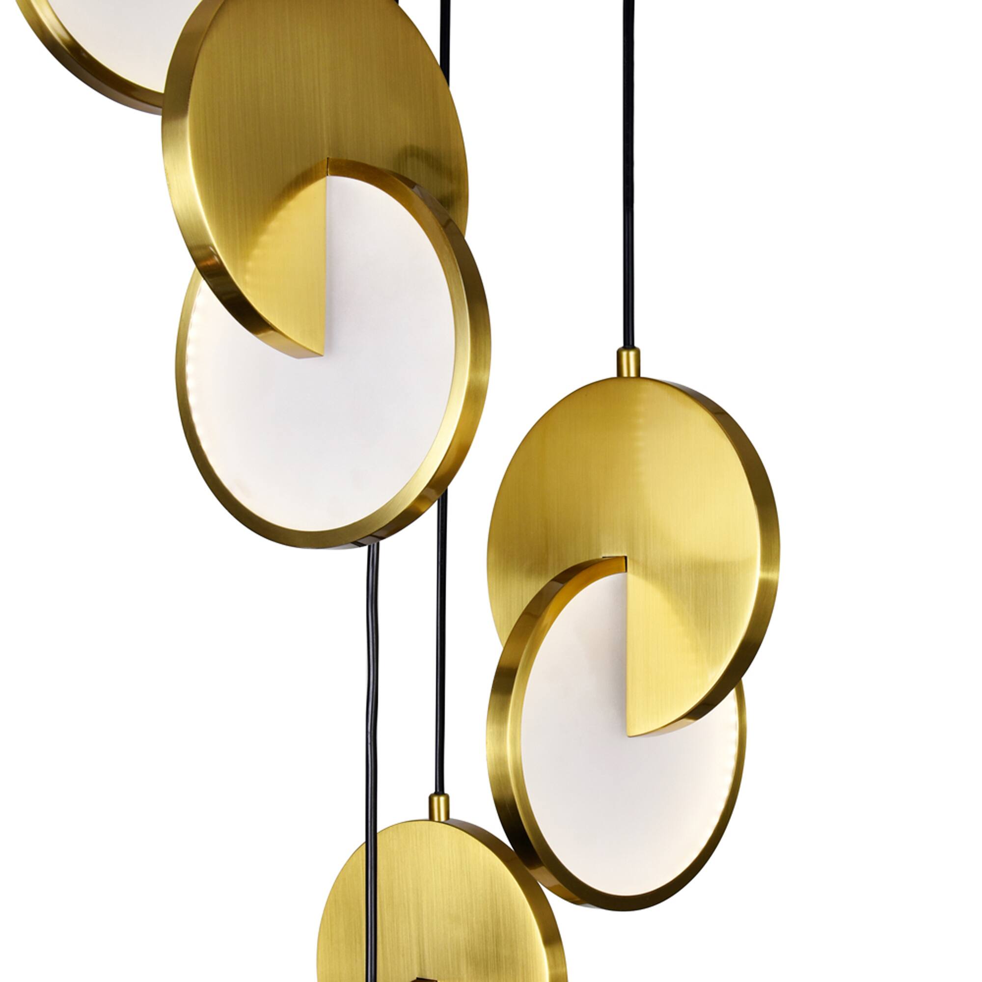 Left. CWI Lighting - Tranche LED Pendant With Brushed Brass Finish - Brushed Brass.
