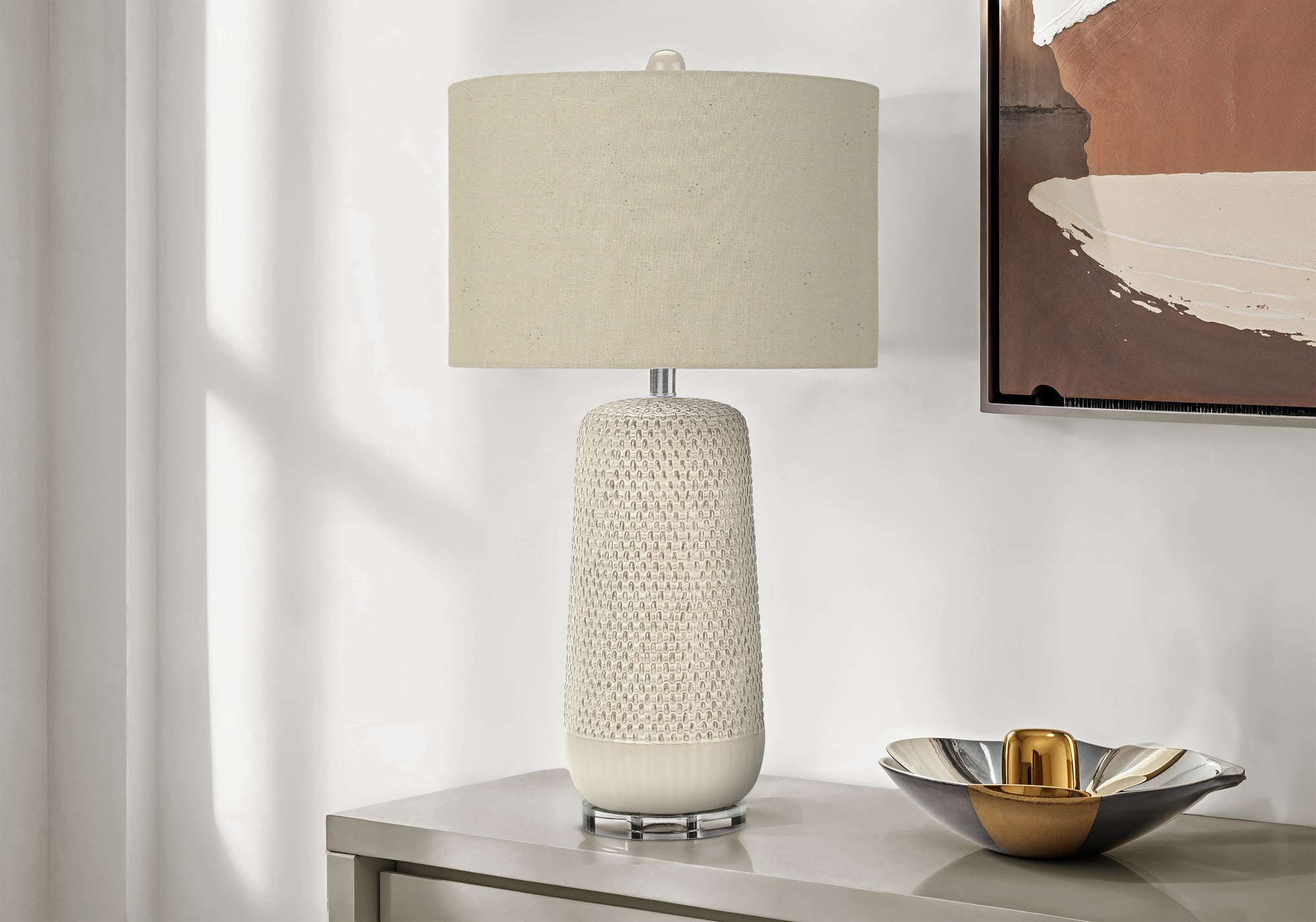 APRILSOUL - Lighting Table Lamp Cream Ceramic Beige Shade Contemporary