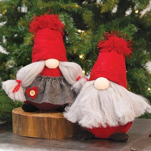 Angle. BreeBe - *Mr or Mrs Red and Grey Gnome 2 Asstd. - Red, Grey.