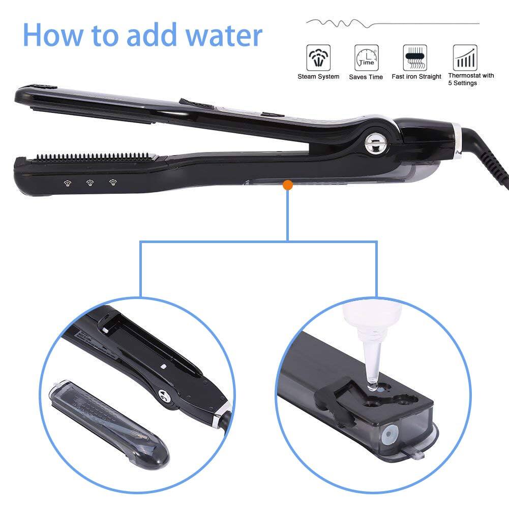 How to add water

Steam System  
Saves Time  
Fast Iron Straight  
Thermostat with 5 Settings