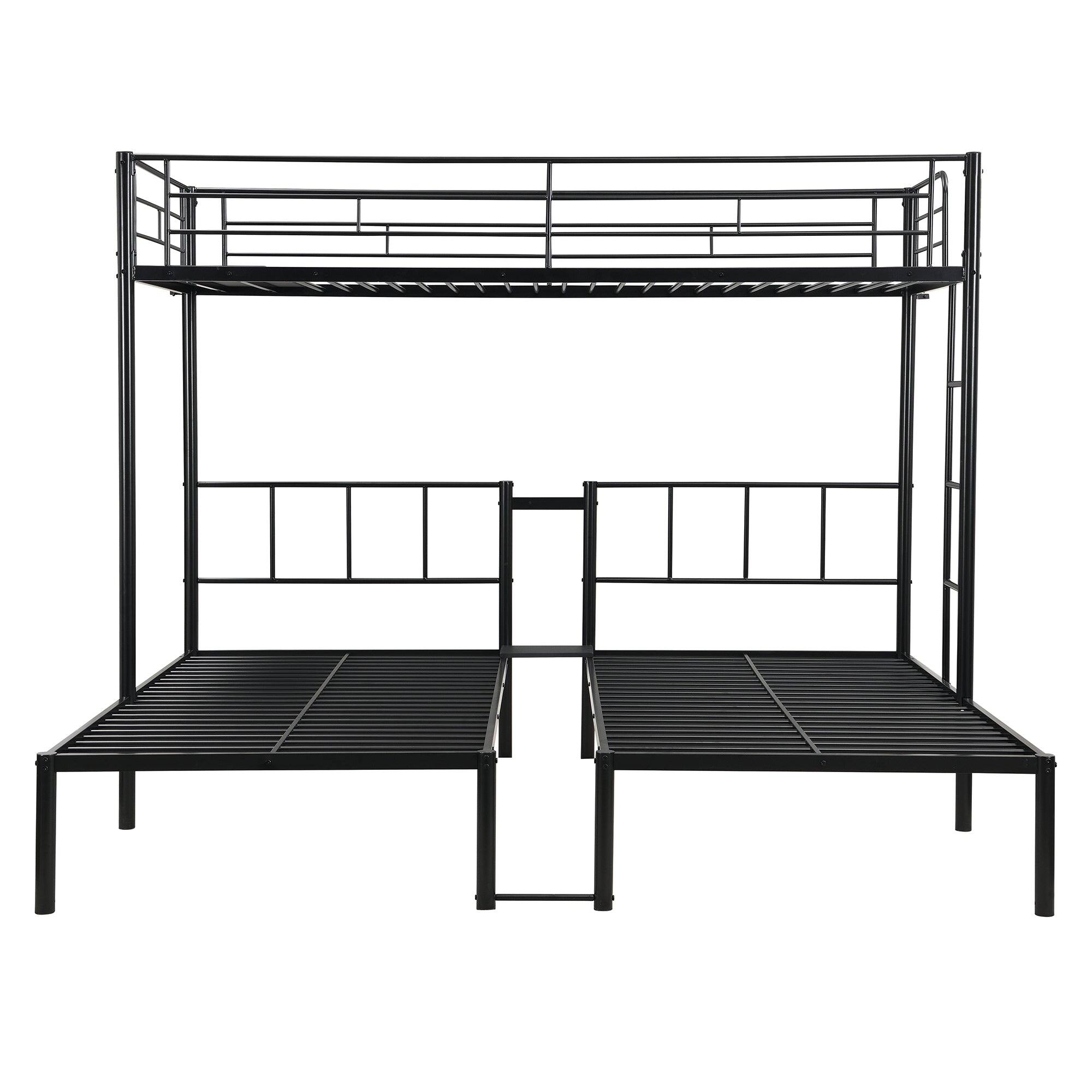 Alt View 5. Boyel Living - Twin Over Twin Over Twin Metal Triple Bunk Bed with Vertical Ladder and Safety Rails - Black.