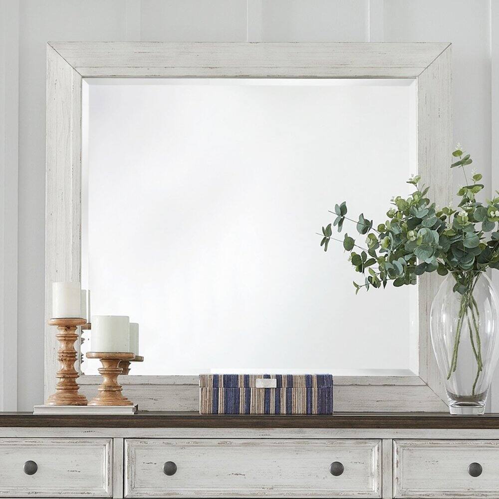 Alt View 2. Liberty Furniture Industries - River Place Mirror Cottage Wood Framed 42" x 40" - Riverstone White & Tobacco - Riverstone White & Tobacco.