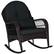 Front. Costway - Patio Wicker Rocking Chair with Seat Back Cushions & Lumbar Pillow Porch - Black + Mix Brown.