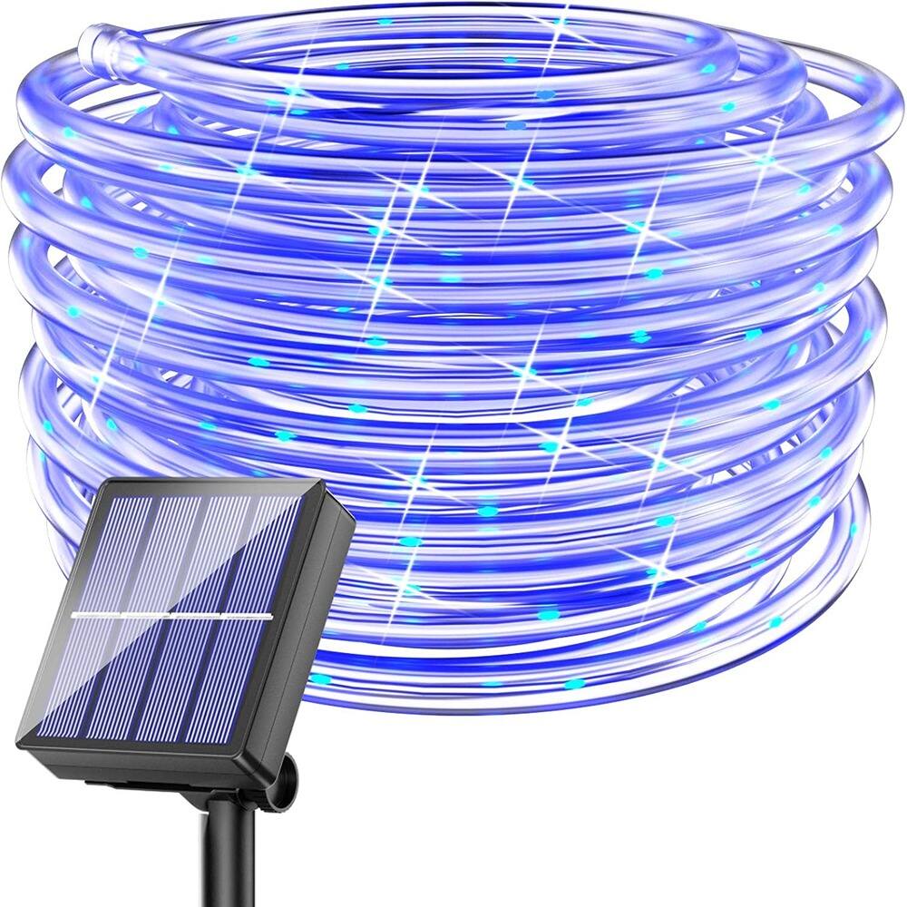 Front. RTMB - 40FT 100 LED Solar String ,Tube Lights for Outdoor Fairy Rope Christmas Lights - blue 1 pack.