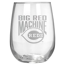 Great American Products - Cincinnati Reds Etched 17oz. Rally Cry Stemless Wine Glass - Multicolor