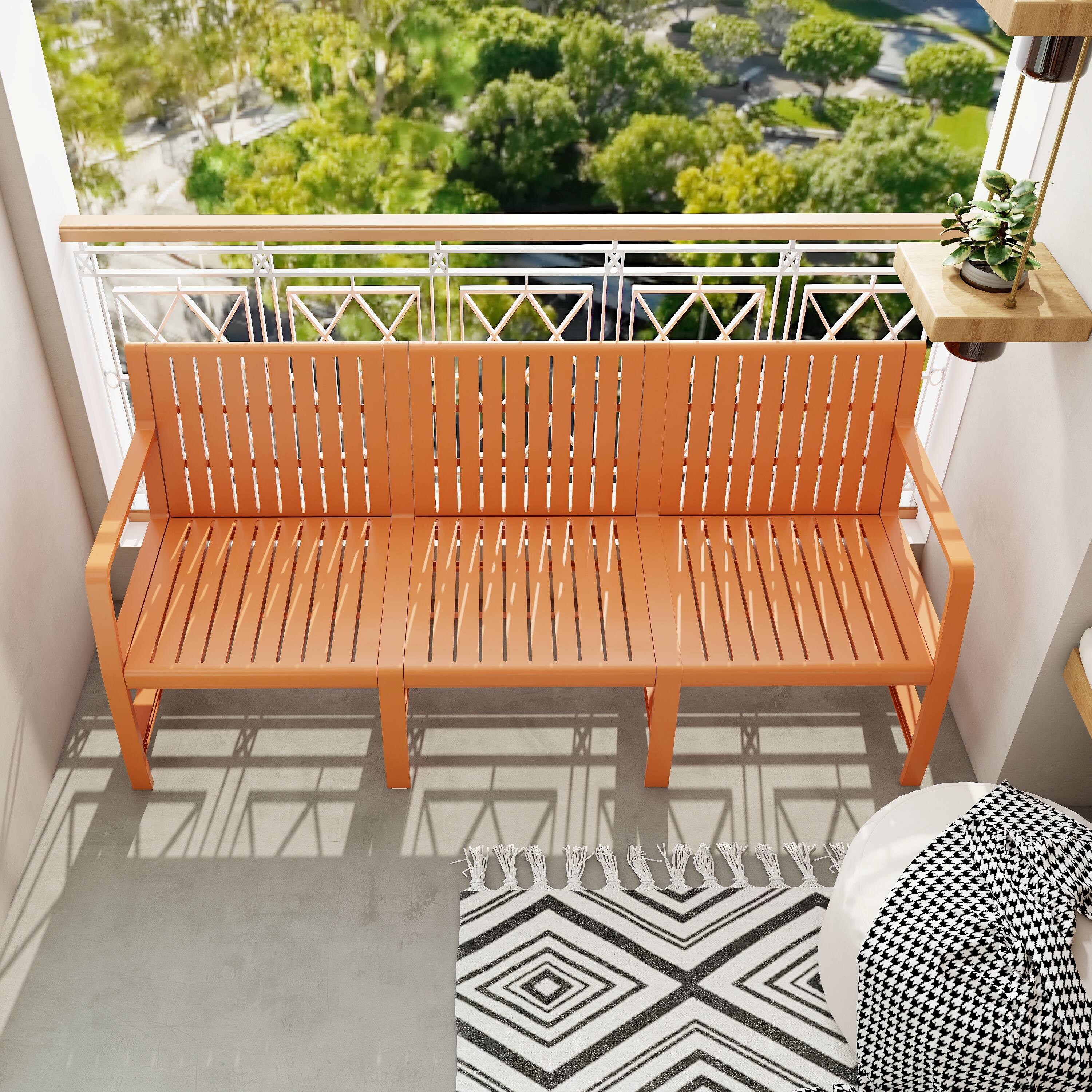 Left. Mondawe - 3-Seater Patio Waterproof PP Material Sofa - Apricot Brown.