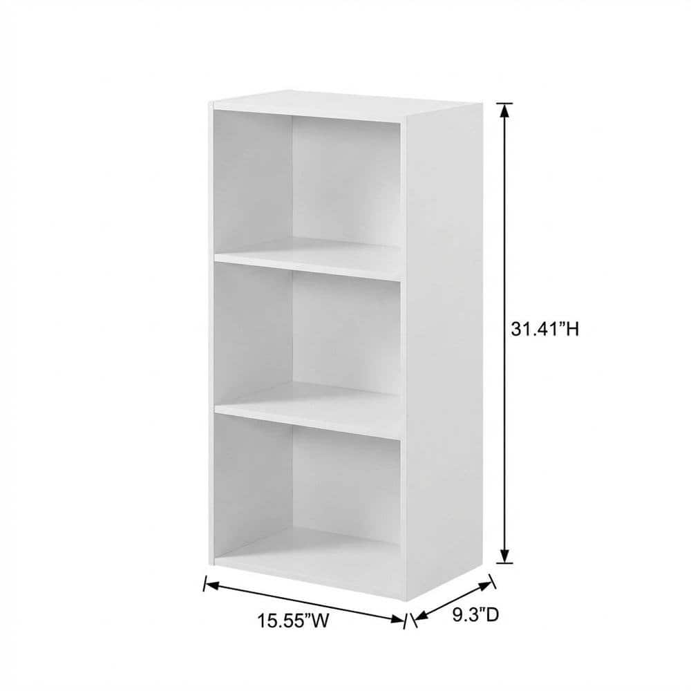 FurniFact - Wood 3-Tier Open Shelf Closet & Clothing Storage Organizer - White