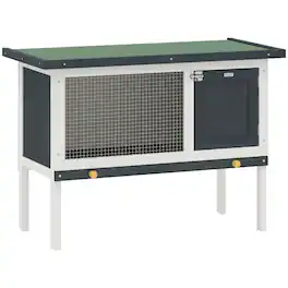 Pawhut - Wooden Rabbit Hutch, Bunny Cage for Small Pet w/ Slide-out Tray