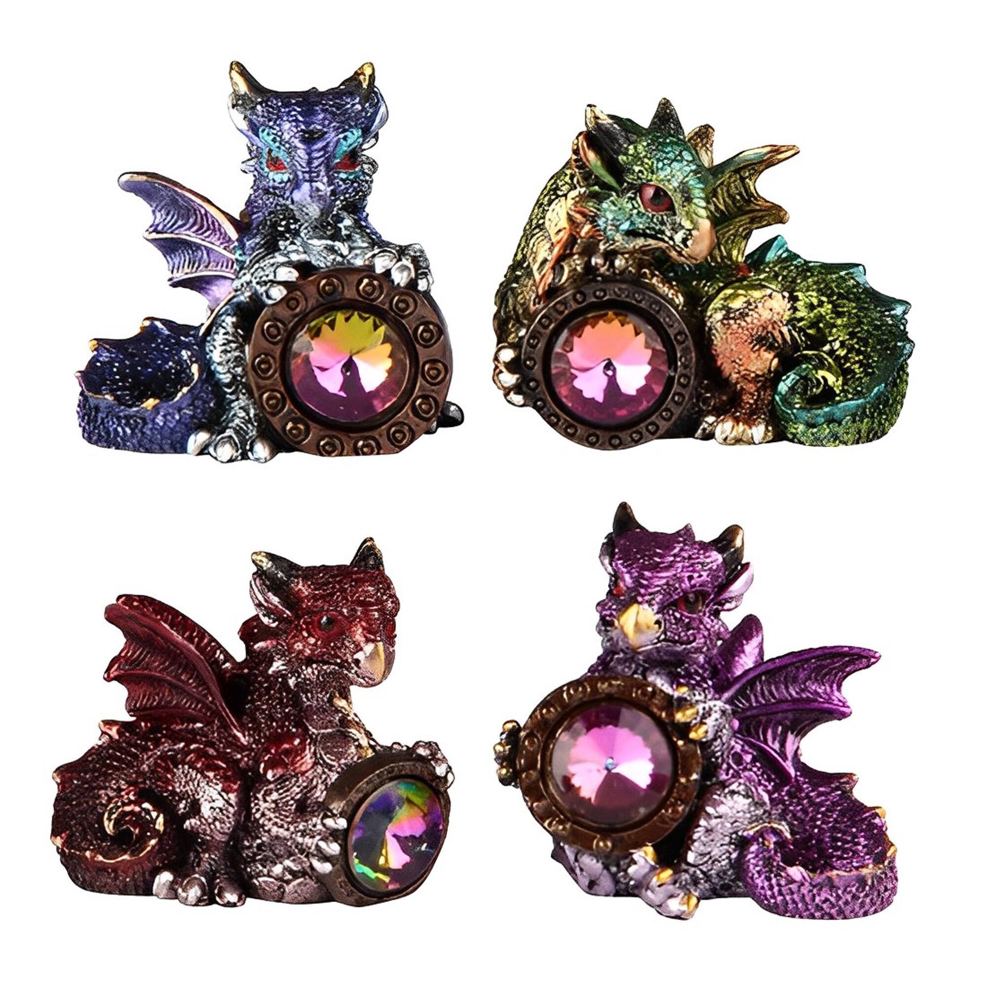 Front. FC Design - FC Design 4-PC Mini Dragon Jewel 2.25"H Dragon Baby Figurine Statue Set Desk Tabletop Medieval Gaming Home Decor Gift - Multi-Color.