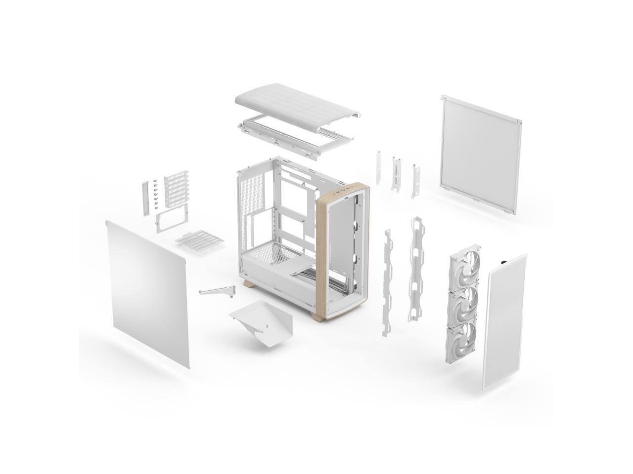 Alt View 7. Fractal Design - Fractal Design Summit Chalk White/Light Oak ATX Case w/ 3 Momentum 14 Fans, E-ATX/mATX/ITX Support - Chalk White.