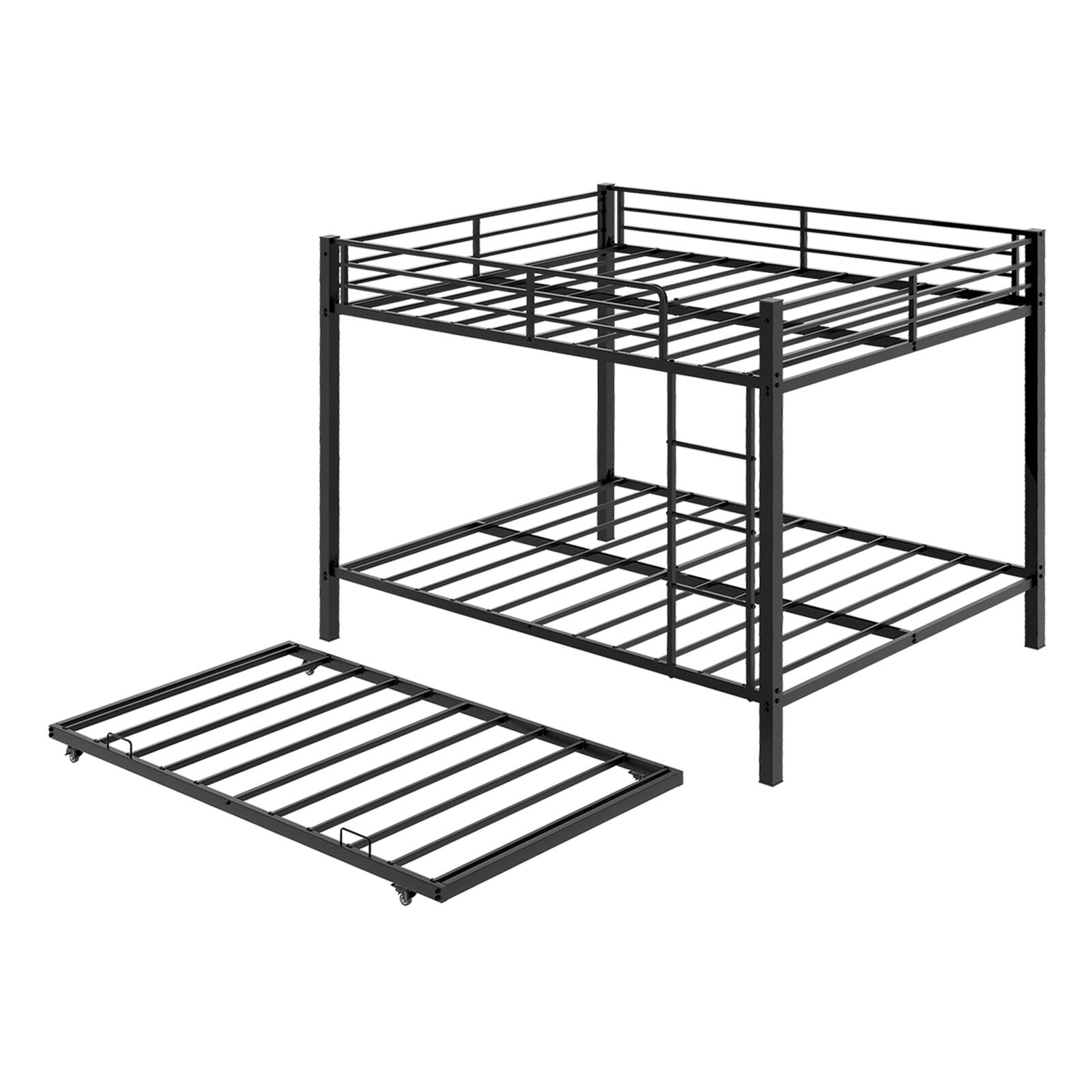 Alt View 10. Loheer - Loheer Heavy Duty Queen Size Metal Bunk Bed Square Tube Iron Frame Safety Rails - Black.