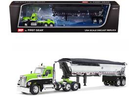 First Gear - Kenworth W990 Day Cab and MAC Half-Round Tandem-Axle Dump Trailer Lime 1/64 & by DCP/First Gear - Green and Black