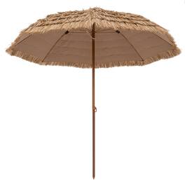 Gymax - 8FT Hula Thatched Tiki Umbrella Hawaiian Style Beach Umbrella Patio - Natural