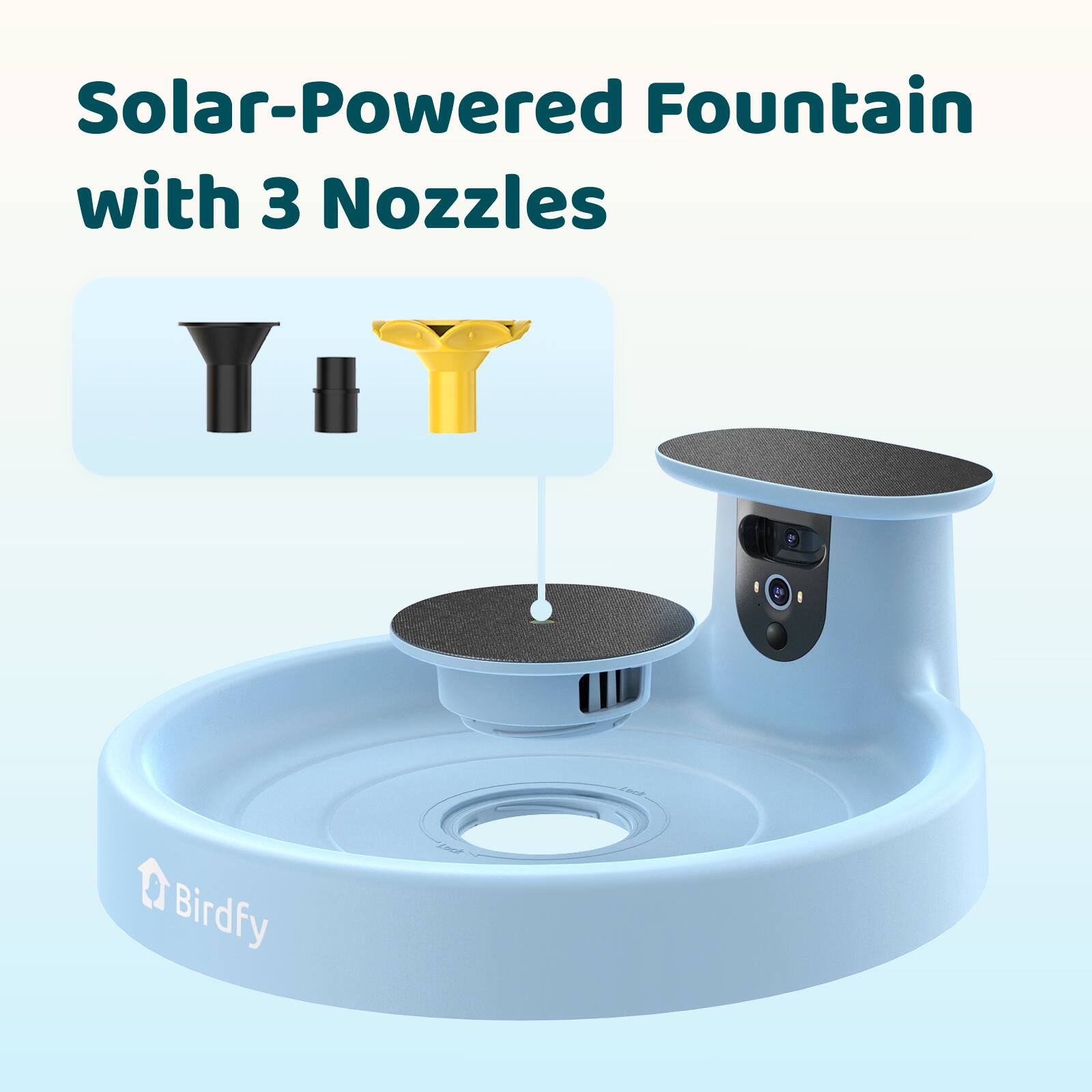 Solar-Powered Fountain with 3 Nozzles Birdfy