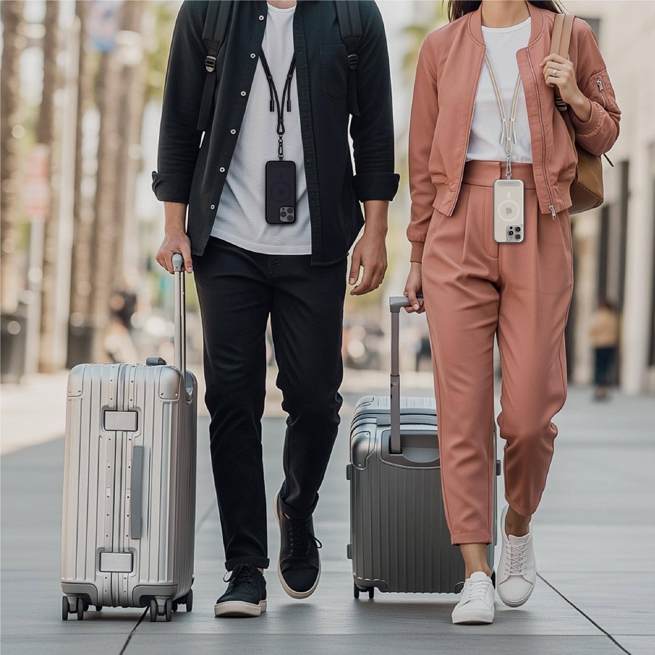 Alt View 5. Satechi - OnTheGo USB-C Lanyard Cable - 60W Fast Charging, 480Mbps, Built-in Crossbody Strap, 1.5m Braided USB-C to USB-C - Sand.