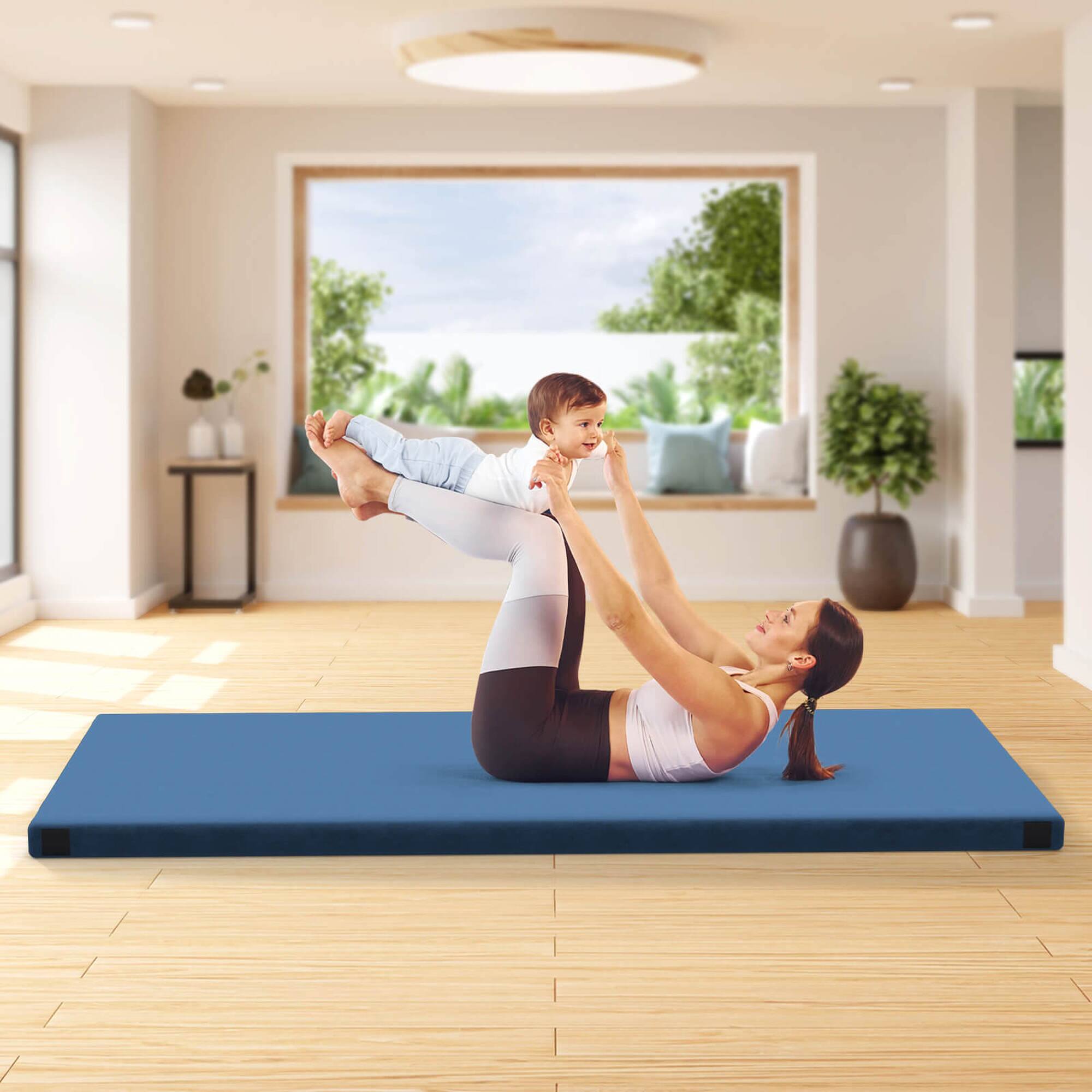 Alt View 4. Costway - Costway Memory Foam Camping Mattress with Anti-slip Bottom Travel Bag for Outdoor Sleeping Blue - Blue.