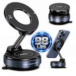 CardiVox - Universal Magnetic Car Phone Holder – 360° Rotating Dashboard Mount Foldable Suction Cup Stand - Black