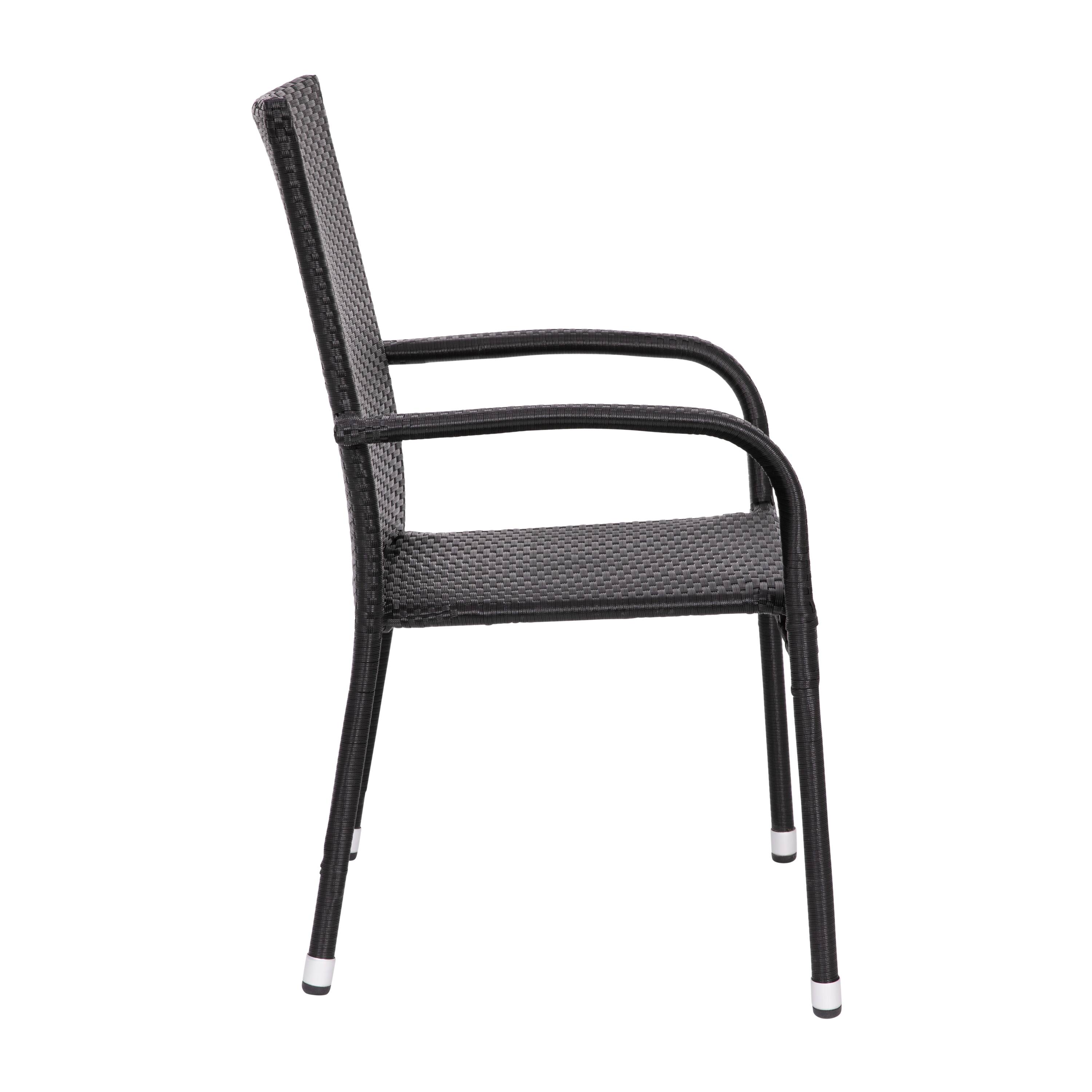 Alt View 9. Emma + Oliver - Sala Stacking All-Weather Wicker Wrapped Powder Coated Steel Patio Club Chairs for Indoor and Outdoor Use - Black.