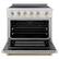 Angle. ZLINE - 36 in. Wide 5 Elements Autograph 5.2 cu. ft. Paramount Freestanding Induction Range with Polished Gold Helix Handle - Stainless Steel.