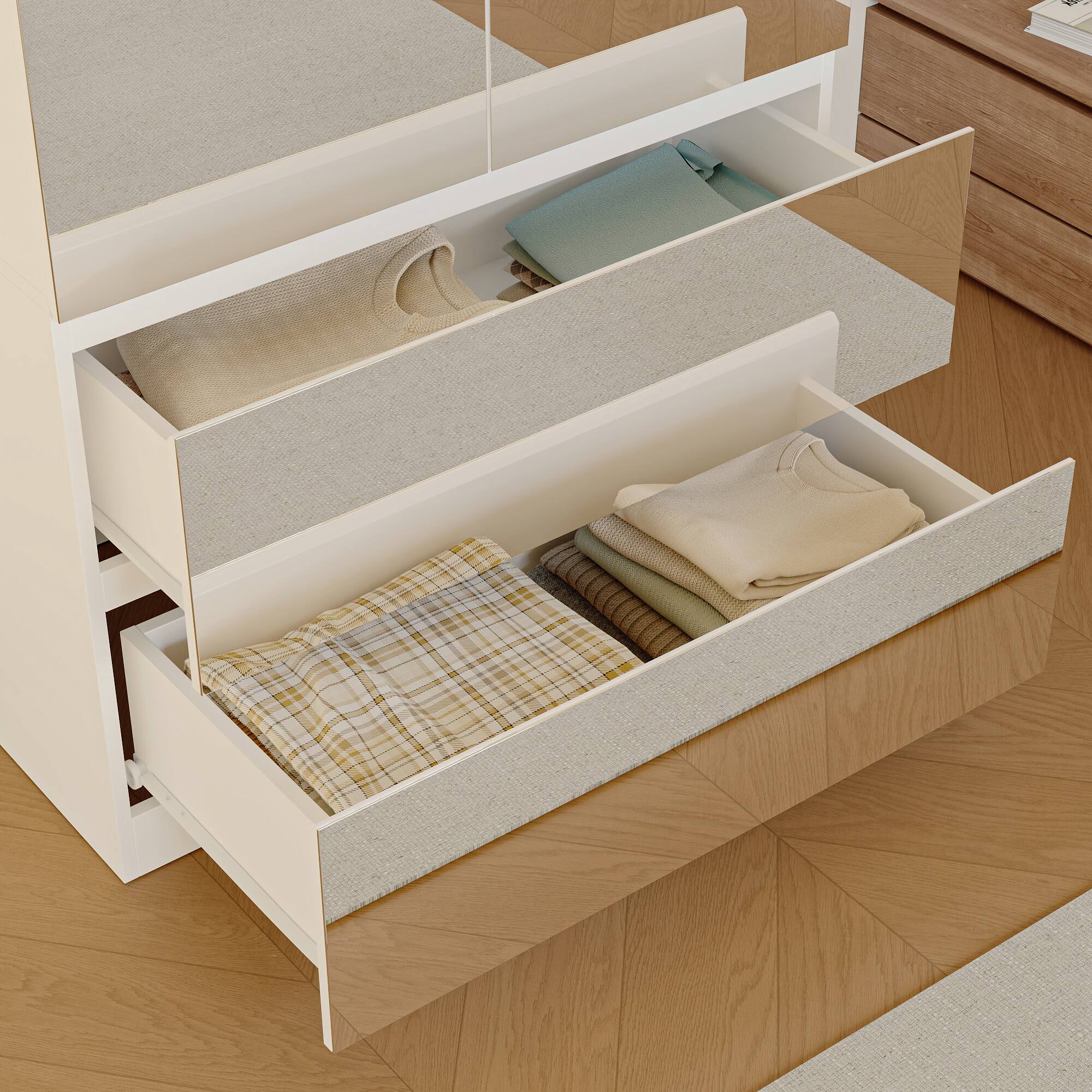 Alt View 2. FUFU&GAGA - FUFU&GAGA Mirrored Wardrobe with Drawers & Anti - Tip Hardware - White.