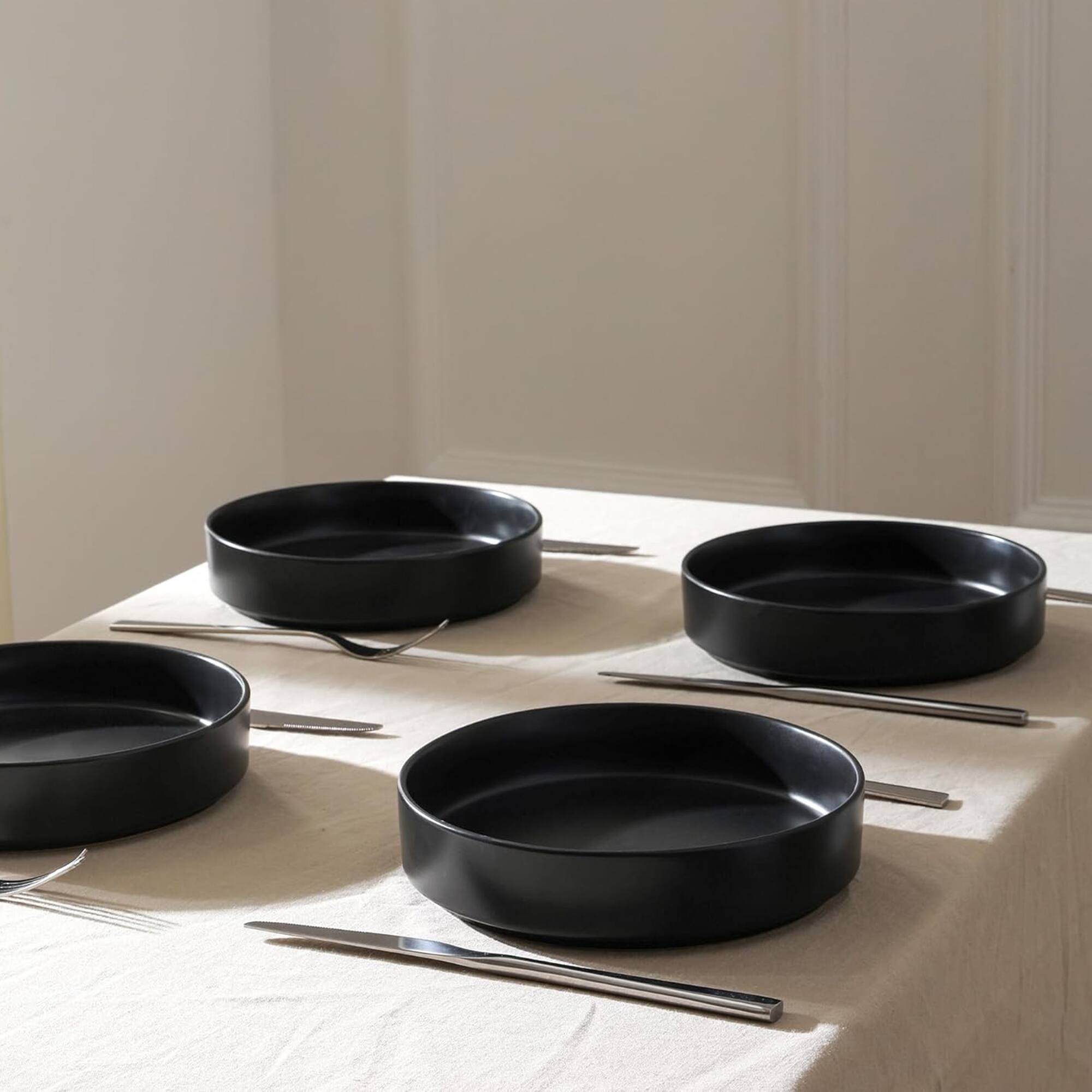 Alt View 5. Stone Lain - Stone Lain Celina Stoneware 4 Piece Pasta Bowl Set, Home Kitchen Utensils, Black - Black.