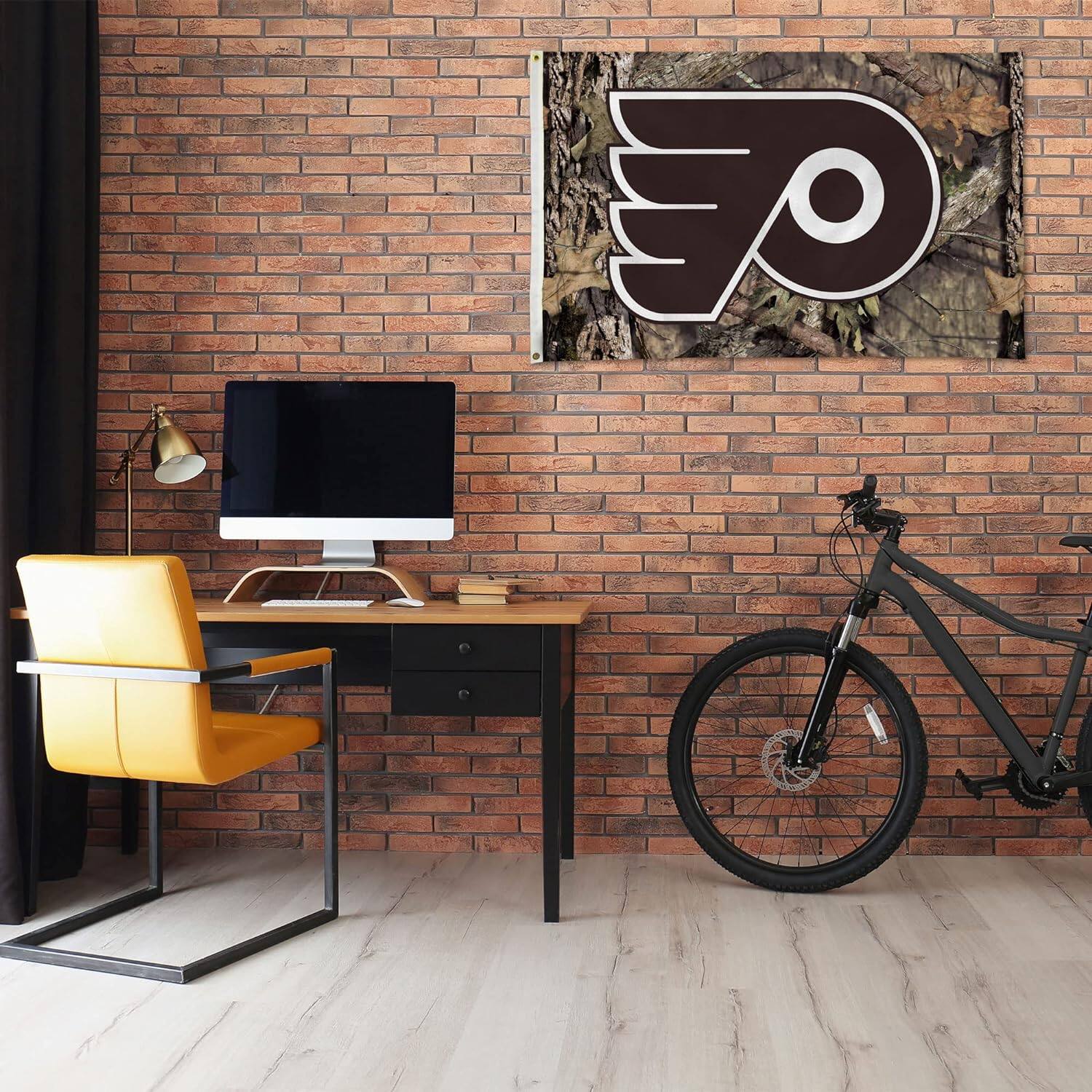 Alt View 1. Rico Industries - Philadelphia Flyers Bold Mossy Oak Camo Design 3x5 Indoor/Outdoor Banner Flag - Multi.