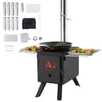 Front. VEVOR - Wood Stove, 86 inch, Alloy Steel Camping Tent Stove, Portable Wood Burning Stove with Chimney Pipes & Gloves - Black.