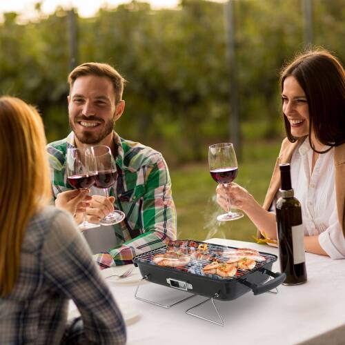 Alt View 10. Winado - 21in Portable Charcoal Grill Tabletop Lightweight Small for Outdoor Camping Party Barbecue Smoker BBQ Grill Cooking - Red.