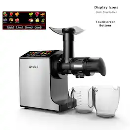 WHALL - Cold Press Juicer Machine, Wide Feed Chute, High Juice Yield, Stainless Steel Masticating Juicer - Silver