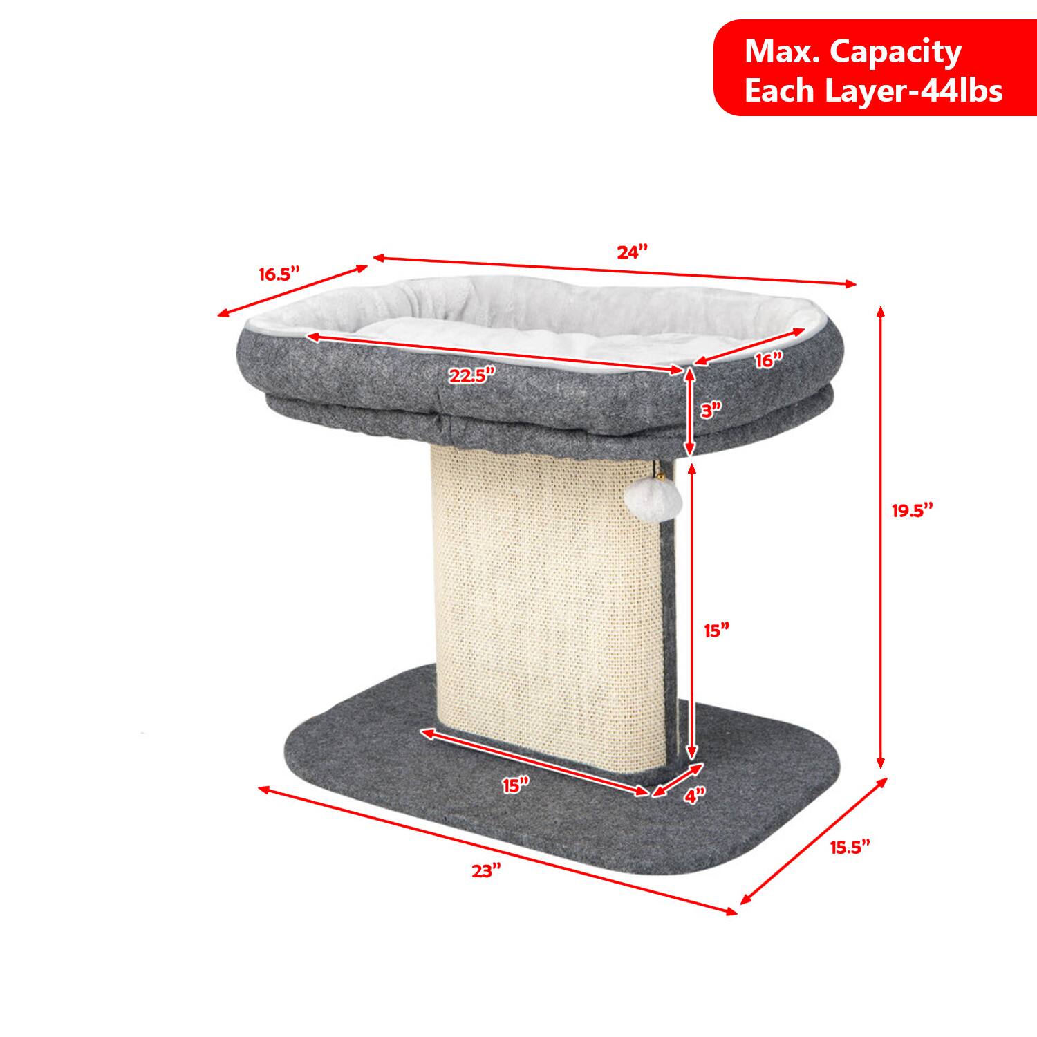 Max. Capacity Each Layer-44lbs  
16.5"  
24"  
22.5"  
3"  
16"  
19.5"  
15"  
15"  
4"  
23"  
15.5"