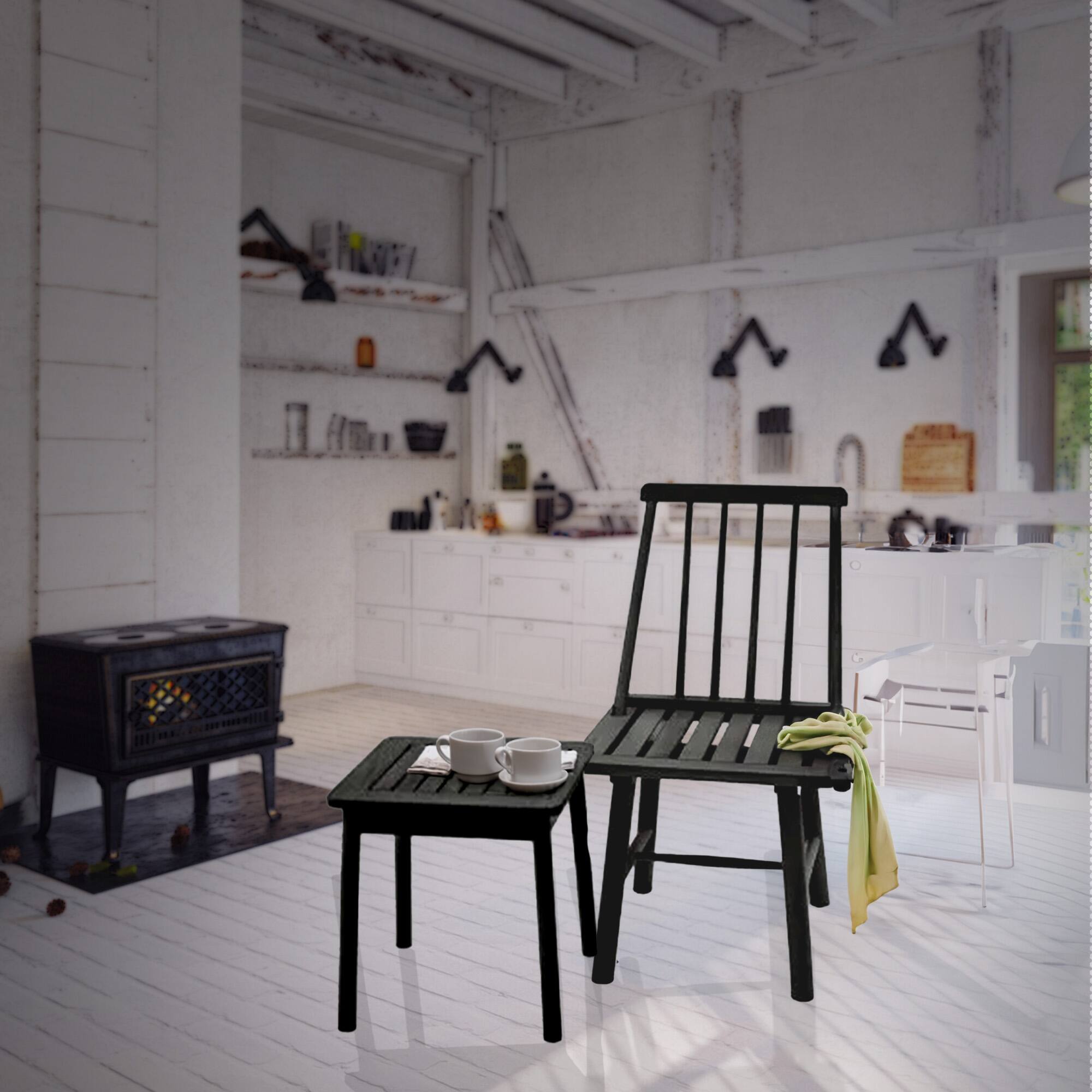 Alt View 3. Jack Post - Jack Post Hardwood Classic Indoor and Outdoor Farmhouse Armless Chair, Black - Black.