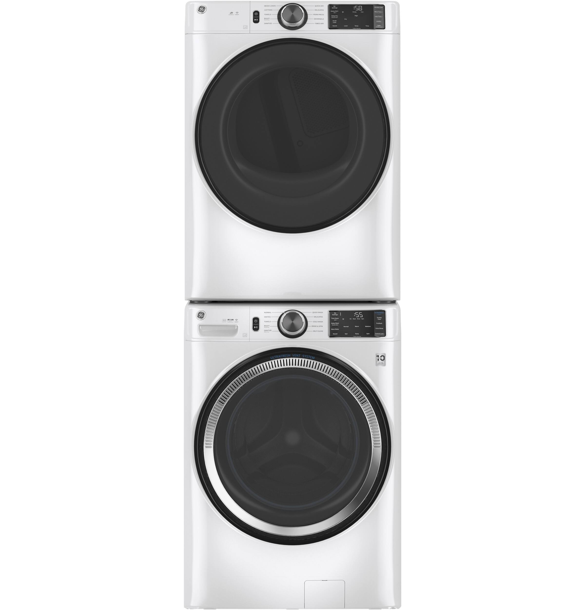 Alt View 17. GE - 4.8 Cu. Ft. High-Efficiency Stackable Smart Front Load Washer w/ Odorblock Ultra Fresh Vent System & Microban Technology - White.