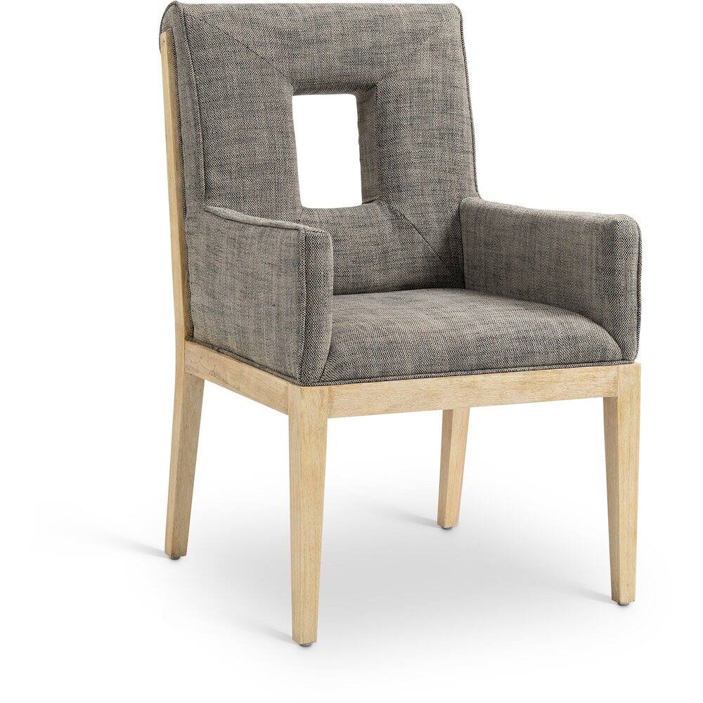 Meridian Furniture - Gwendolyn Grey Linen Textured Fabric Dining Arm Chair - Gray