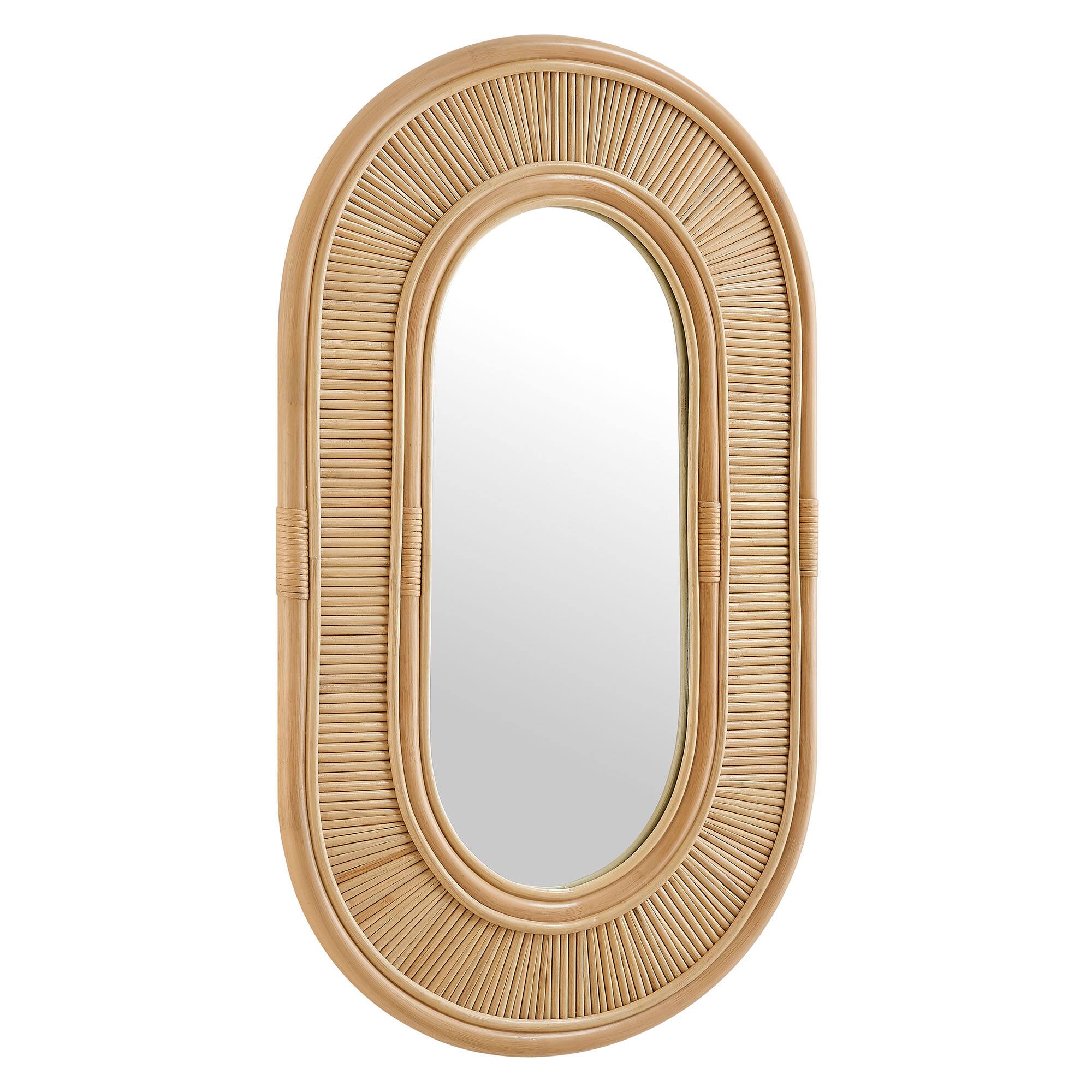 Angle. Modway - Sovana Oval Rattan Wall Mirror by Modway - Natural.